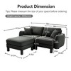 Boucle 2-Seater Loveseat L-Shaped Sectional Sofa with Shell Armrests & Ottoman - 2 of 4