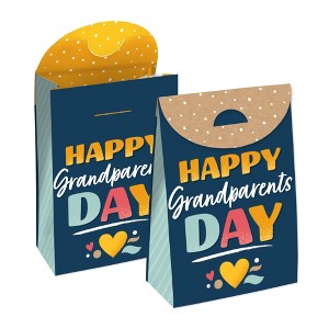 Big Dot of Happiness Happy Grandparents Day - Grandma & Grandpa Gift Favor Bags - Party Goodie Boxes - Set of 12 - 1 of 4