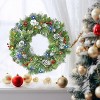 Luupatchy 24-Inch Christmas Wreath with Multicolor LED Lights, Pine Cones & Red Berries - Includes Wreath Hanger,Green - 3 of 4