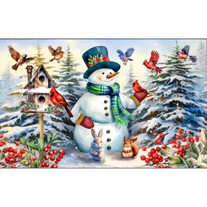 Briarwood Lane Winter Doormat 30x18 Indoor Outdoor Snowman and Birds For Winter Doormat - 1 of 4