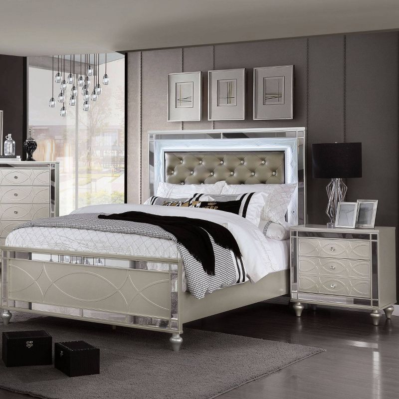 2pc Queen La Mesa Bedroom Set with Nightstand Silver - HOMES: Inside + Out, 3 of 9