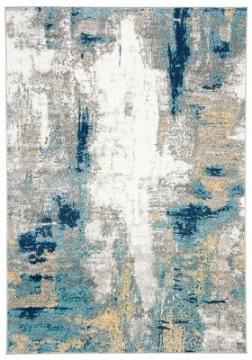 Gray and Gold Abstract Hand-knotted Synthetic Area Rug
