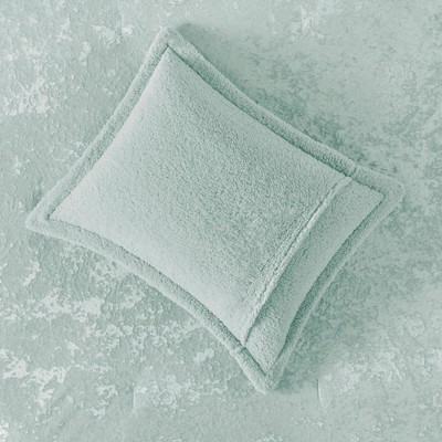 Intelligent Design Full/Queen Arabella Crushed Velvet Faux Shearling Reversible Comforter Set Aqua: Hypoallergenic Teen Bedding Set — фото 5