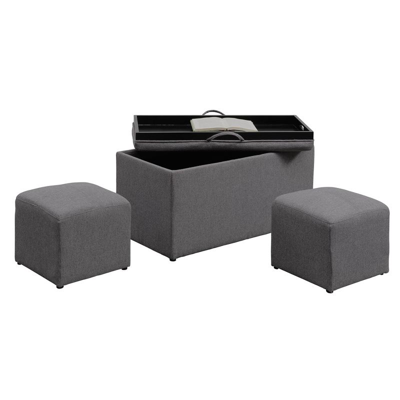 Designs4Comfort Sheridan Storage Bench with 2 Side Ottoman - Breighton Home, 2 of 10