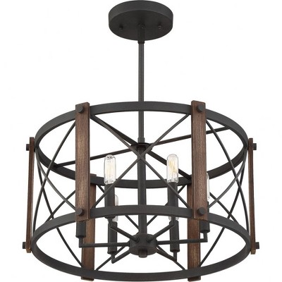 Baron 20" Black Steel 6-Light Semi-Flush Mount