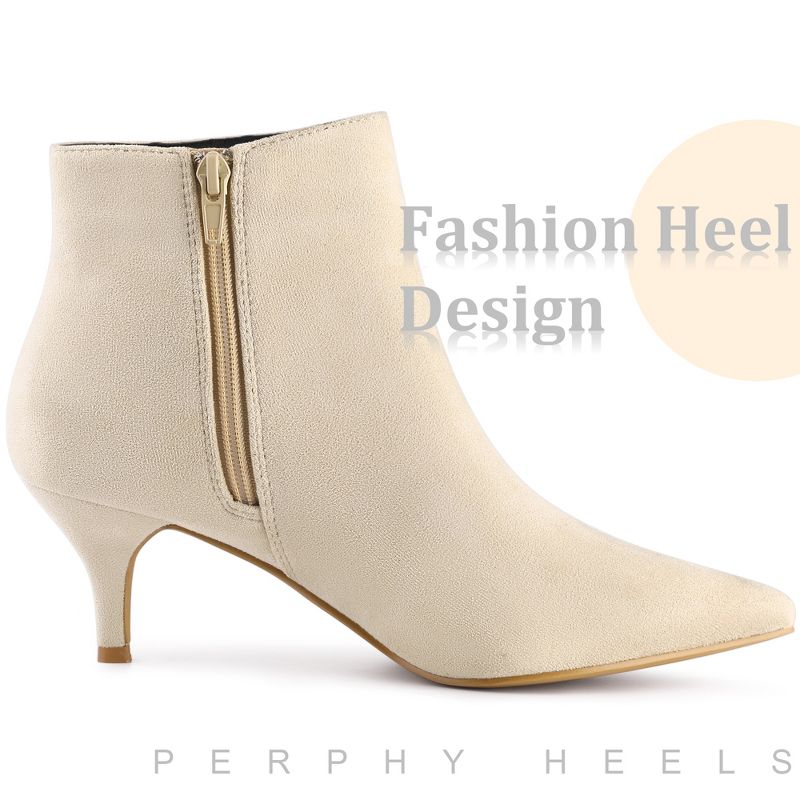 Perphy Women's Elegant Pointed Toe Side Zip Stiletto Heels Ankle Booties, 5 of 7