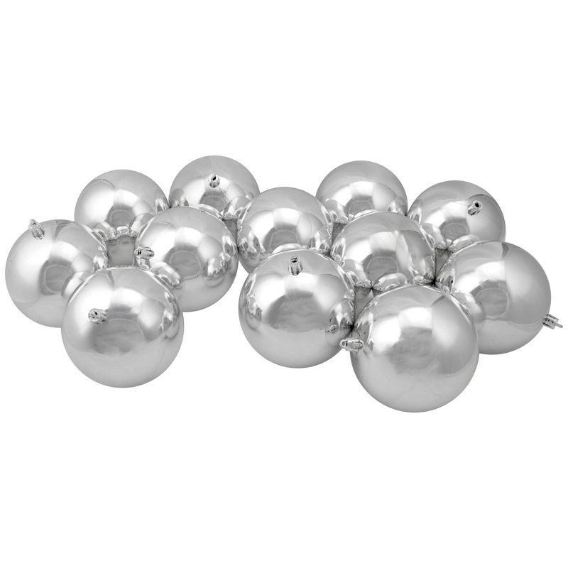 Northlight 12ct Shatterproof Shiny Christmas Ball Ornament Set 4" - Silver, 1 of 4