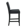 Roundhill Furniture Cobre Contemporary Velvet Counter Stool with Nailhead Trim, Black,Set of 2 - 3 of 4