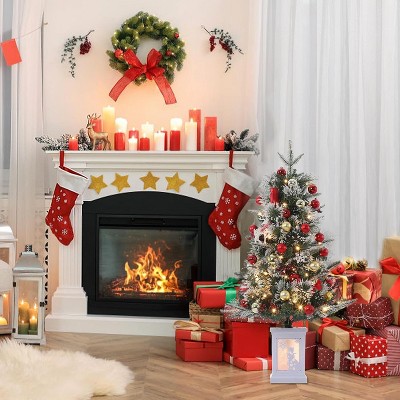 3 Ft Pre-Lit Christmas Tree With 78 LED Lights, Artificial Tree With Snowflakes and Red Berries, For Home, Porch, Office, Party, White
