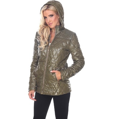 Women's Puffer Coat Green Medium White Mark Target