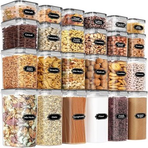 24-Piece Airtight Food Storage Container Set with Lids, BPA-Free, Plastic Leak-Proof Jars for Cereal, Flour, and Sugar (Gray) - 1 of 4