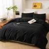 3 Piece King Duvet Cover, 100 Washed Cotton, Black, Easy Care, Breathable - 4 of 4
