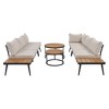 Nestfair 6pc Metal Frame Outdoor Sectional Set with Nesting Coffee Tables and Cushions Beige - 4 of 4