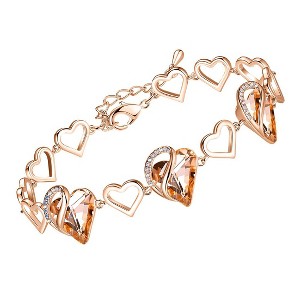 Leafael Infinity Love Heart Link Bracelet with Healing Stone Crystal, 18K Rose Gold Plated, 7" Chain + 2" Extender - 1 of 4