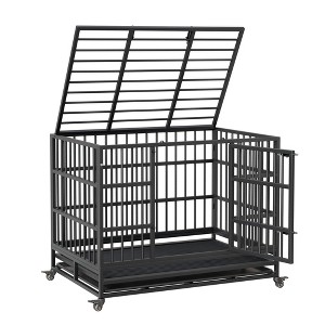 Heavy Duty Dog Crate, Indestructible Steel Escape-Proof Kennel - 1 of 4