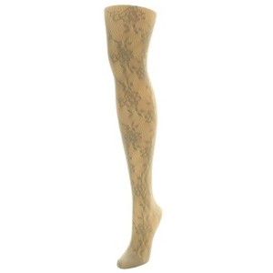 Memoi Feminine Floral Netted Breathable Tights Steeple Gray S-M - 1 of 4