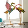 Set of 2 Iron 28" Coastal Flamingos Garden Sculpture - Olivia & May: Nautical Patio Decor, Eclectic Style - image 3 of 4