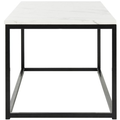 Transitional White and Grey Marble Rectangular Coffee Table