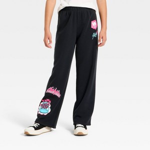 Girls' KPop Demon Hunters Saja Boys Fleece Jogger Pants - Black - 1 of 4