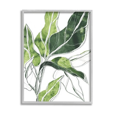 Stupell Industries Expressive Palm Linework Green Pop Detail