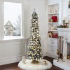 LuxenHome 6Ft Pre-Lit Flocked Pencil Artificial Christmas Tree Green - 2 of 4