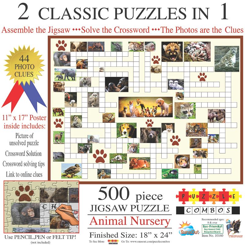 Sunsout Animal Nursery 500 pc Puzzle Combo  Jigsaw Puzzle 10160, 2 of 5