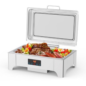 9 QT Full Size Touch Screen Chafing Dishes for Warmer with Glass Lid & Buffet Roll Top Set for Catering Food Servers, Parties, Weddings - 1 of 4