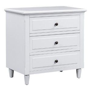 TiramisuBest Embrace sophisticated organization with a contemporary bedside cabinet featuring three robust drawers, offering ample s - 1 of 4