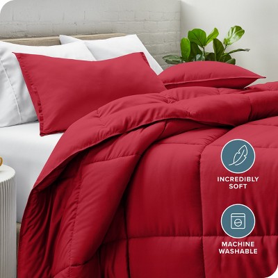 King Red Microfiber Down Alternative Comforter Set