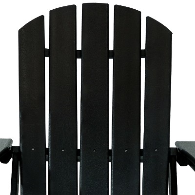 Black HDPE Outdoor Adirondack Chair with Cup Holder