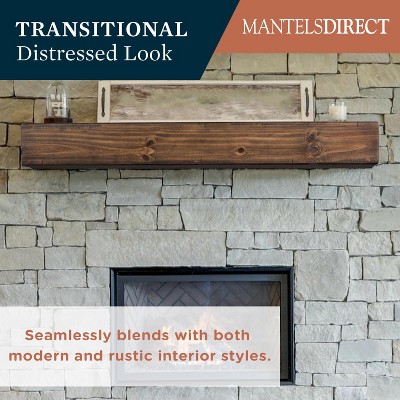 Dakota 72" Mocha Pine Wood Rustic Fireplace Mantel Shelf