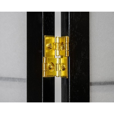 Black Pine Wood 4-Panel Shoji Style Room Divider