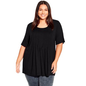 Avenue Women's Plus Size Knit Pleated Top - 1 of 4