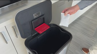 Fingerprint Resistant Brushed Silver Stainless Steel 13 Gallon Trash Can