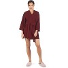 Memoi Women's Warm Sweater Knit Short Open-Front Lounge Robe Brick L-XL - 2 of 4
