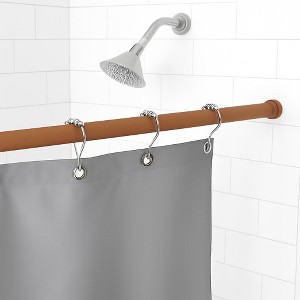 Home Mart Goods Light Brown Adjustable Spring Tension Curtain Rod Heavy Duty Anti-slip 42-72" Inches - 1 of 3