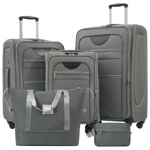 HDZNVF Softside Luggage Expandable 3 Piece Set Suitcase with Duffel Bag Upright Spinner Softshell Lightweight Luggage Travel Set - 1 of 4