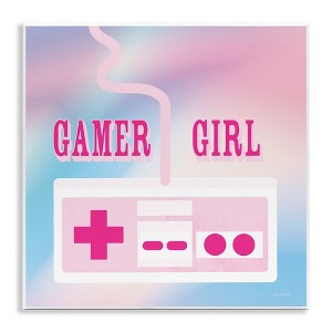 Stupell Industries Pastel Gamer Girl Controller Wall Plaque Art - 1 of 4