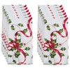 Saro Lifestyle Holly and Ribbon Christmas Table Napkins (Set of 12), 20", Multicolored - 3 of 4