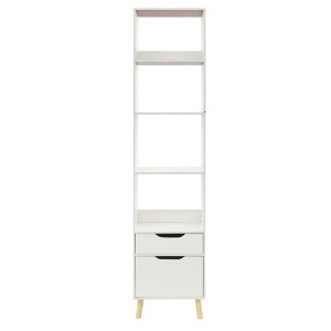 YIYIBYUS Bookshelf with Drawers, Floor Standing Book Storage Rack for Living Room, White - 1 of 4
