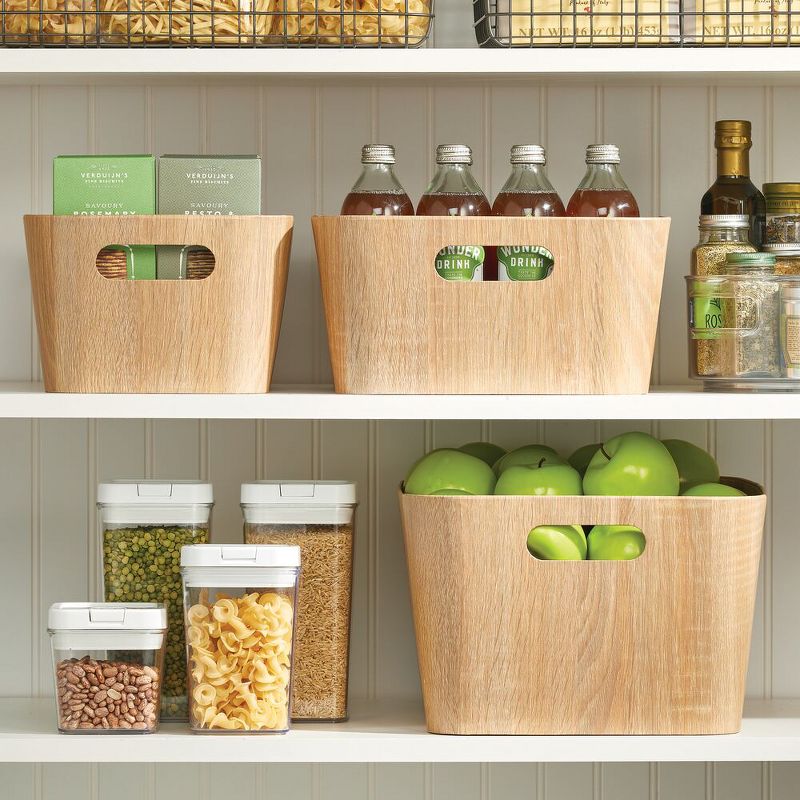 mDesign Wood Grain Kitchen Food Storage Bin with Handles - 6 Pack, 3 of 10
