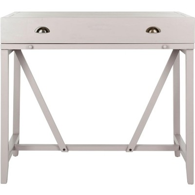 Transitional Wyatt 40" Writing Desk with Hutch and Drawers in Quartz Grey