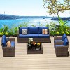 5-Piece Rattan Patio Furniture Set - 7-Seat Outdoor Furniture Sectional Sofa with Storage Table, Wicker Patio Furniture Set with Cushions - 2 of 4
