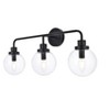 Elegant Lighting Hanson 3 lights bath sconce in black with clear shade - 3 of 4