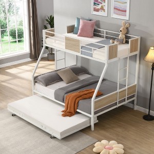 CAVINAS Twin Over Full Metal Bunk Bed with Ladder & Splicing Guardrail,Modern Bed Frame for Kids Room,Bedroom - 1 of 4