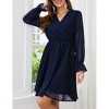 Womens Flutter Sleeve V Neck A Line Chiffon Elastic High Waist Casual Swing Curvy Dress - 2 of 4