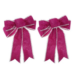Unique Bargains Christmas Fabric Gift Bow Decoration 7.09"x9.06" 2 Pcs - 1 of 4