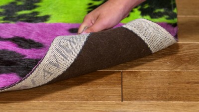 Handmade Multicolor Geometric Cowhide Area Rug, 5' x 8'