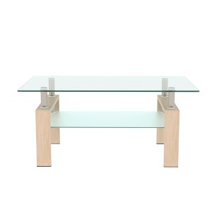 Syemin Side Table Double Layer Coffee Table with Stylish Glass Tabletop for Living Room Terrace Bedroom, Clear, 39.37"*23.62"*17.7" - 1 of 4