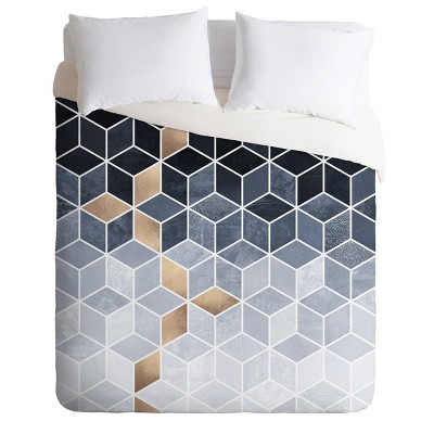 Elisabeth Fredriksson Soft Gradient Cubes Comforter Set Blue  - Deny Designs